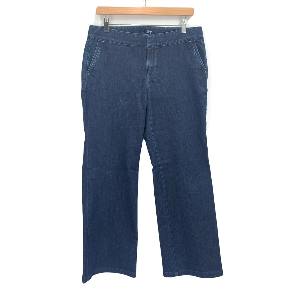 Ann Taylor Loft Denim Flat Front Boot Cut Wider Leg Jeans Size 8